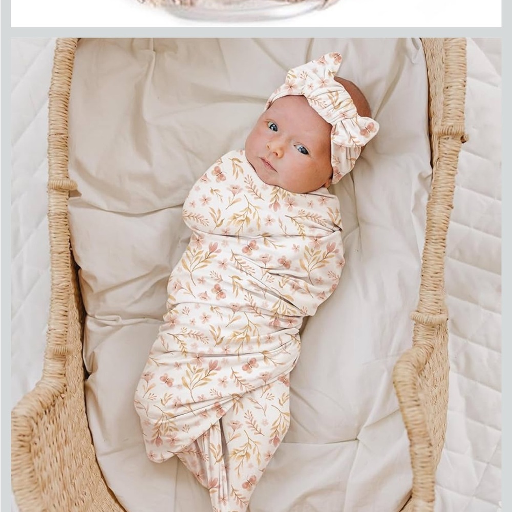 Floral Swaddle and Headband Set for Newborn BRAND NEW IN BOX